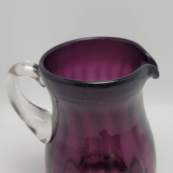 Amethyst Glass Pitcher Purple Lemonade Water JugWith Clear Handle - Picture 13 of 15